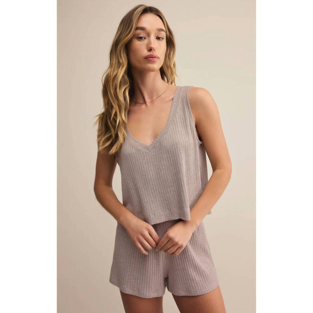 NEW Z SUPPLY sloane v-neck rib tank top in slate grey